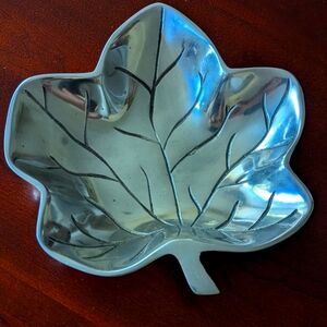 Holland Boone Polished Pewter Leaf Shaped Bowl